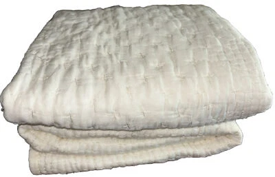 Pottery Barn Pick Stitch Handcrafted Cotton Silk Quilted European Sham Set 2 - Image 1 of 4