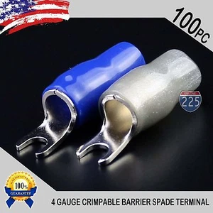 4 Gauge Platinum Spade Fork Terminal 100 pcs Wire Crimp Insulated 5/16 connector - Picture 1 of 1