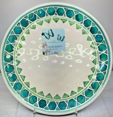 Platos de cena abstractos azul verdoso melamina 10,5" nuevo juego de 4 piezas nuevo Cynthia Rowley Foto 1 de 3