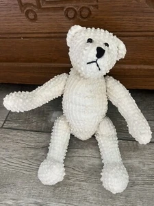 Vintage Chenille Bedspread Teddy Bear White Beaded Eyes Antique - Picture 1 of 7