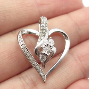 925 Sterling Silver Jane Seymour Real White Diamond Heart Slide Pendant