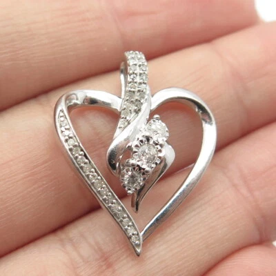 Colgante deslizable corazón diamante blanco real Jane Seymour de plata de ley 925 Foto 1 de 4