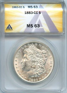 1883-CC Morgan Silver Dollar - ANACS MS 63, Key Date - Picture 1 of 4