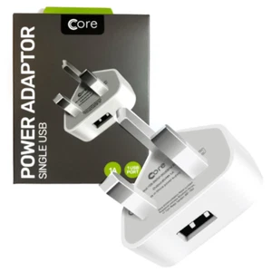 CORE APPLE IPHONE USB MAINS CHARGER POWER ADAPTER 1 PORT USB 5C 1000mAh MFi - Picture 1 of 10