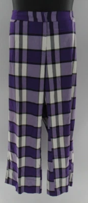 Pantalones de vestir para mujer Ashley Stewart púrpura negro blanco a cuadros elásticos talla grande 20 Foto 1 de 4