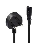 1.80m UK 3 Pin Plug To IEC C7 Mains Power Cable, Black