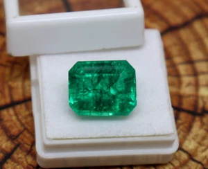 Natural Green Emerald Colombian Stone 9Ct Emerald Cut Certified Emerald Loose - Picture 1 of 8