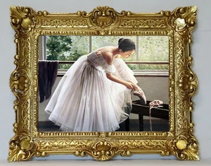 Merveilleux Peintures Image Ballerine Ballet Avec Cadre Baroque Antique Repro - Bild 1 von 5