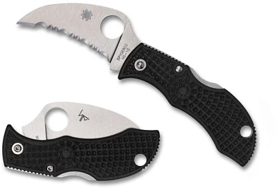 SPYDERCO Manbug, Hawkbill Blade, Black FRN Handles, Serrated VG-10 Steel, MBKHBS - Image 1 of 3