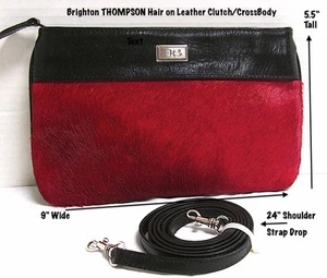 *Vintage*Brighton*ROSSO*capelli su pelle*Thompson*frizione, borsa a tracolla tracolla - Foto 1 di 2