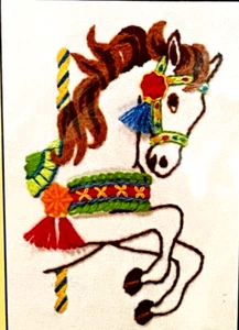 Kit ricamo crewel vintage cucitura tramonto MARRONE CHIARO GIOSTRA CAVALLO 5" X 7" - Foto 1 di 3