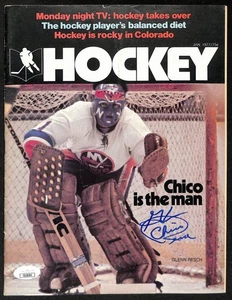 Revista de hockey firmada/automática por Glenn Chico Resch New York Islanders JSA 197287 - Imagen 1 de 2