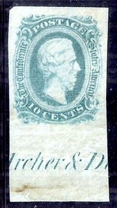 CSA Sc 11c 10c Davis Greenish Blue XF Margin Imprint Hinge MOG Per Scans (5G14) - Picture 1 of 2