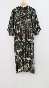 Black Jungle Tiger Midi Dress, Mini Dress, Long Block Print Dress, Deep Neck - Picture 1 of 5