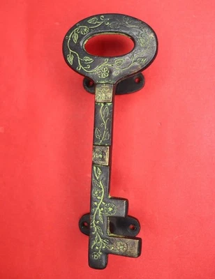 Tiradores de puerta con forma de llave de latón artesanal estilo victoriano decoración de oficina en el hogar Foto 1 de 4