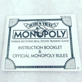 Monopoly Instruction Manual Only Nintendo NES