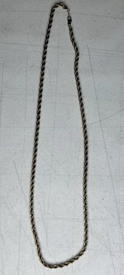 Collar de cadena de cuerda sin marca de la década de 1980 galvanizado en oro de 24 quilates cierre de langosta de 24 pulgadas Foto 1 de 4