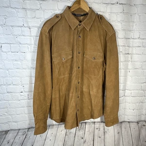 Vintage Polo Ralph Lauren Leder Wildleder Hemd Herren Large Braun Western Knopf - Bild 1 von 9