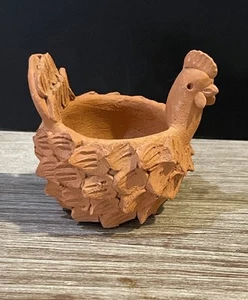 Fioriera in terracotta pollo gallina fioriera vaso gallo 3”x3” piatto portagioie - Foto 1 di 12