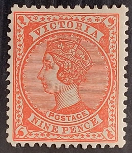 1910 Victoria Australia 9d Rose Carmine Postage Stamp WMK Crn/A P12X12.5 Mint - Picture 1 of 2