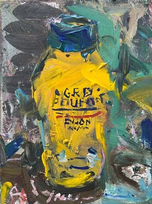 Tarro de mostaza Poupon gris - Impresión de cocina suelta y expresiva - Arte de pared de comida audaz Foto 1 de 4