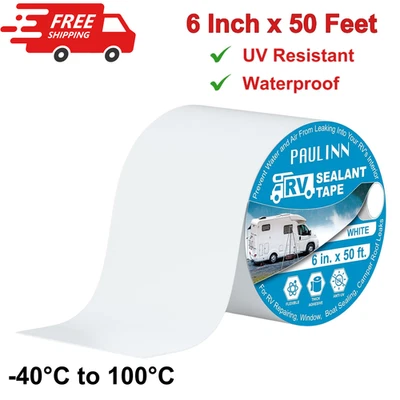 PAULINN RV Roof Tape 6 Inch, UV Resistant & Waterproof RV Sealant Tape For RV Repair