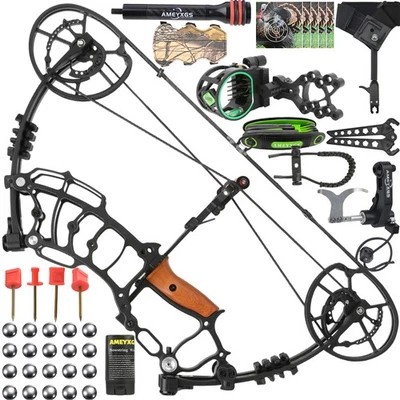 Compound Bow Short Axis 30-60lbs Dual-use Steel Ball Arrow Hunting Fishing RH LH - Image 1 of 4