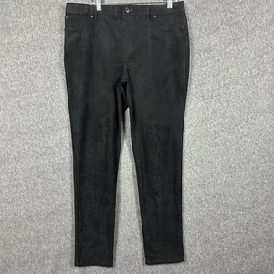 Chicos Pants Womens 2.5 Black Faux Suede Slim Fit Stretch Pull On 30 Inseam - Picture 1 of 16