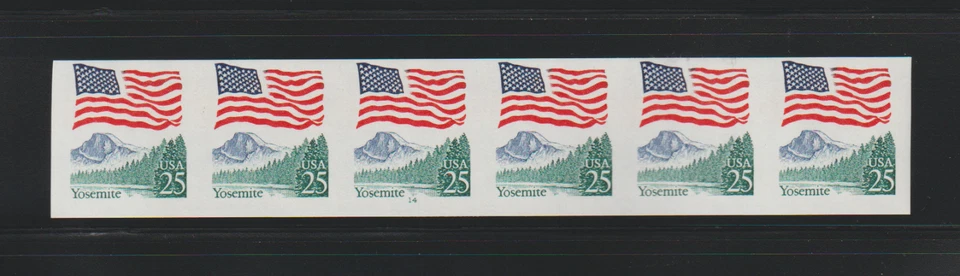 US ERROR Stamps #2280c Flag, Yosemite: IMPERF PNC6, #14. MNH $350. - Image 1 of 3