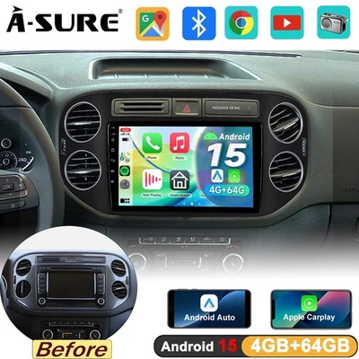 4+64G Android 15 Autoradio Apple Carplay RDS GPS Navi Für VW Tiguan 5N GOLF Plus - Bild 1 von 4