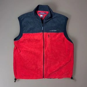 Vintage Tommy Hilfiger Fleece Vest Red Navy XL Y2K Retro Streetwear Designer - Picture 1 of 10
