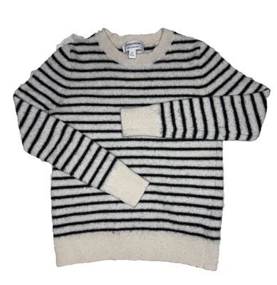 Cárdigan Nordstrom 100% Cachemira Cuello Redondo Talla Pequeña Blanco + Negro Rayas Sudadera Foto 1 de 2