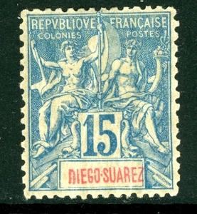 France Colonies 1894 Diego Suarez 15¢ Blue Scott #43 Mint G20 - Picture 1 of 6