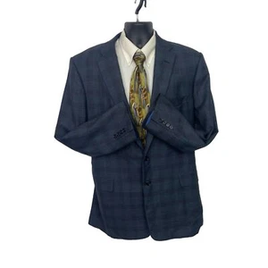 Tom James Bespoke Sport Mantel Blazer blau kariert zwei Knöpfe Dual Vent Herren 42 L - Bild 1 von 9