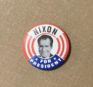 Pin de botón de campaña vintage Nixon for president 1968 1972 1 3/4" Gop - Imagen 1 de 2