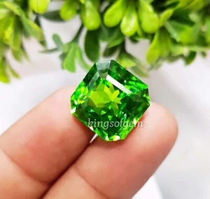 31 Ct Green Peridot Square Cut Loose Gemstone Best Sale Going on - Picture 1 of 6