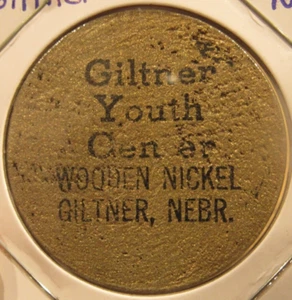 1967 Giltner Youth Center Giltner, NE Wooden Nickel - Token Nebraska - Picture 1 of 2