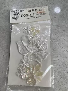 Vintage Sequin And Bead Flower Appliqué Pair. NIP - Picture 1 of 3