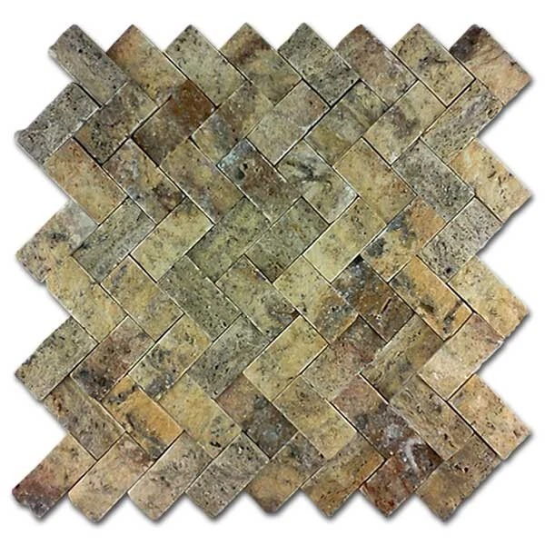 Paerquet Scabos Travertine Mosaic Split Face 1x2 - Image 1 of 1