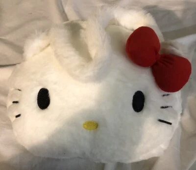 Hello Kitty - White Fluffy Furry Hand Bag -Hello Kitty Shape Bag - Image 1 of 3