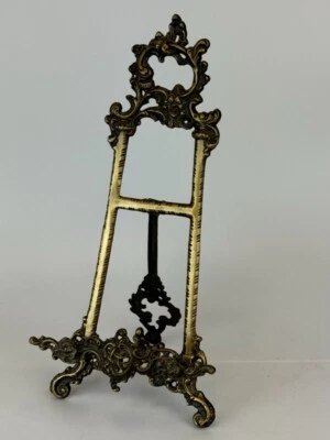 EASEL de latón ROCOCO de 12" vintage estilo italiano * soporte * marco Foto 1 de 3