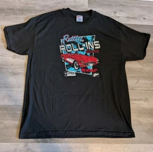 1994 Ruttles Roll Ins Car Show Men's XL Vintage 90s T-Shirt Black Single Stitch  - Picture 1 of 8