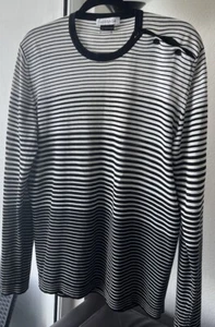VERSACE COLLECTION Black Wool Cotton Striped Pullover L - Picture 1 of 5