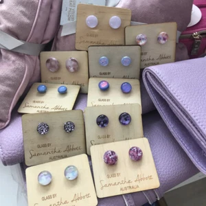 Glass Stud Earrings in Purple Tones by Australian Artist Samantha Abbott - Picture 1 of 10