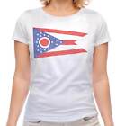 Ohio State Scribble Flag Ladies T-Shirt Tee Top Gift Ohioan Football