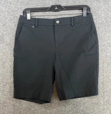 Pantalones Cortos Chinos Lauren Ralph Lauren Para Mujer Negros Logo Cremallera Botón Talla 6P Petite Foto 1 de 4