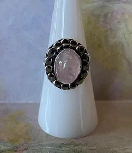 Size 6.5 Rose Quartz Gemstone Handcrafted Ring Sterling Silver plated 925 - New - Picture 1 of 3
