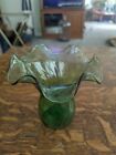 Vintage Ruffles Green Glass Vase Hand Blown?
