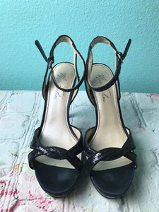 Marc Fisher Size 8 1/2 Black High Heel Embellished With Ankle Strap - Picture 1 of 7