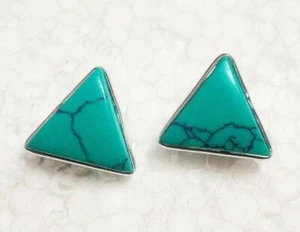 Natural Turquoise 925 Sterling Silver Stud Pendientes / Aniversario / Regalo de cumpleaños  - Imagen 1 de 4